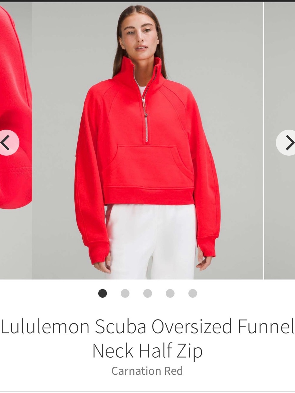 lululemon athletica Scuba Oversized Funnel Neck Half Zip - Carnation Red